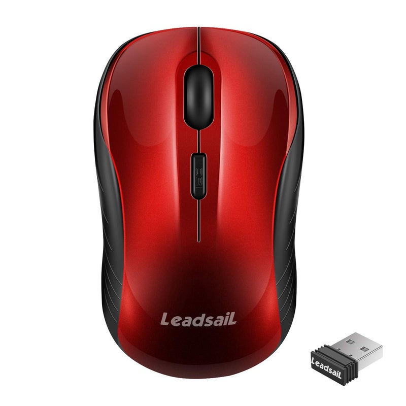 LeadsaiL Wireless Mouse, 2.4Ghz USB Cordless Mouse for Laptop, Compact Silent Mice, 4 Buttons, 3 Adjustable DPI, Ergonomic Optical Mouse for MacOS and Windows Coumpter, Notebook - Image 1
